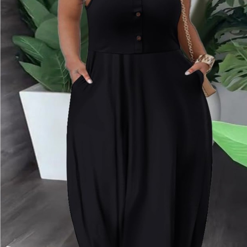 Elegant Black Sleeveless Maxi Dress - Size XXL Plus